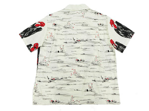 Star of Hollywood Shirt Men's 1950s Condor Graphic Short Sleeve Half Placket Pullover Shirt SH39310 105 Off-White