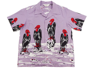 Star of Hollywood Shirt Men's 1950s Condor Graphic Short Sleeve Front Button Closure Shirt SH39311 175 Purple