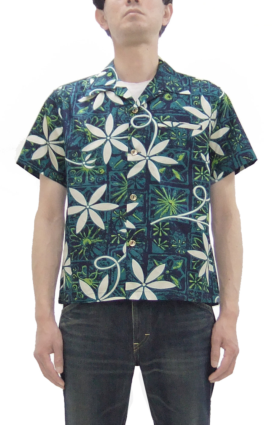 Star of Hollywood Elvis Presley Blue Hawaii Shirt Men's Casual All-Over Print Short-Sleeve Camp Collar Shirt Toyo Enterprises SH39493 145 Green