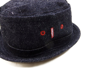 Samurai Jeans Denim Pork Pie Hat Men's Casual Upturned Short Brim Porkpie Hat SJ401HT-15oz Indigo Denim