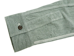 Samurai Jeans Cotton Melange Chambray Shirt Men's Slim Fit Lightweight Long Sleeve Button Up Work Shirt SJCBS23 Heather-Green