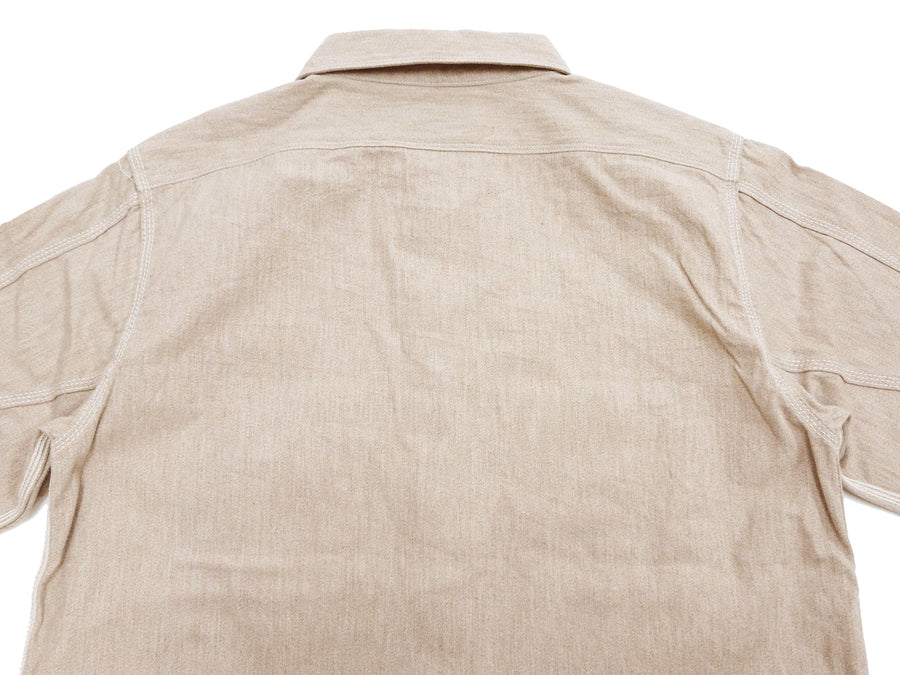 Beige Stretch Chambray One Pocket Long Sleeve Shirt – JACHS NY