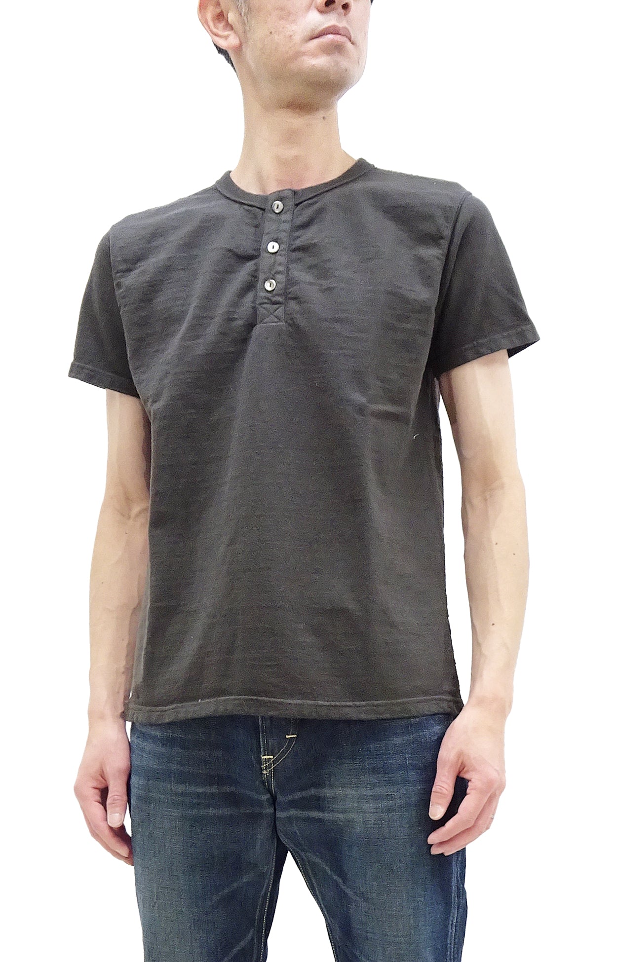 Samurai Jeans Plain Henly T-shirt Men's Super Heavy Short