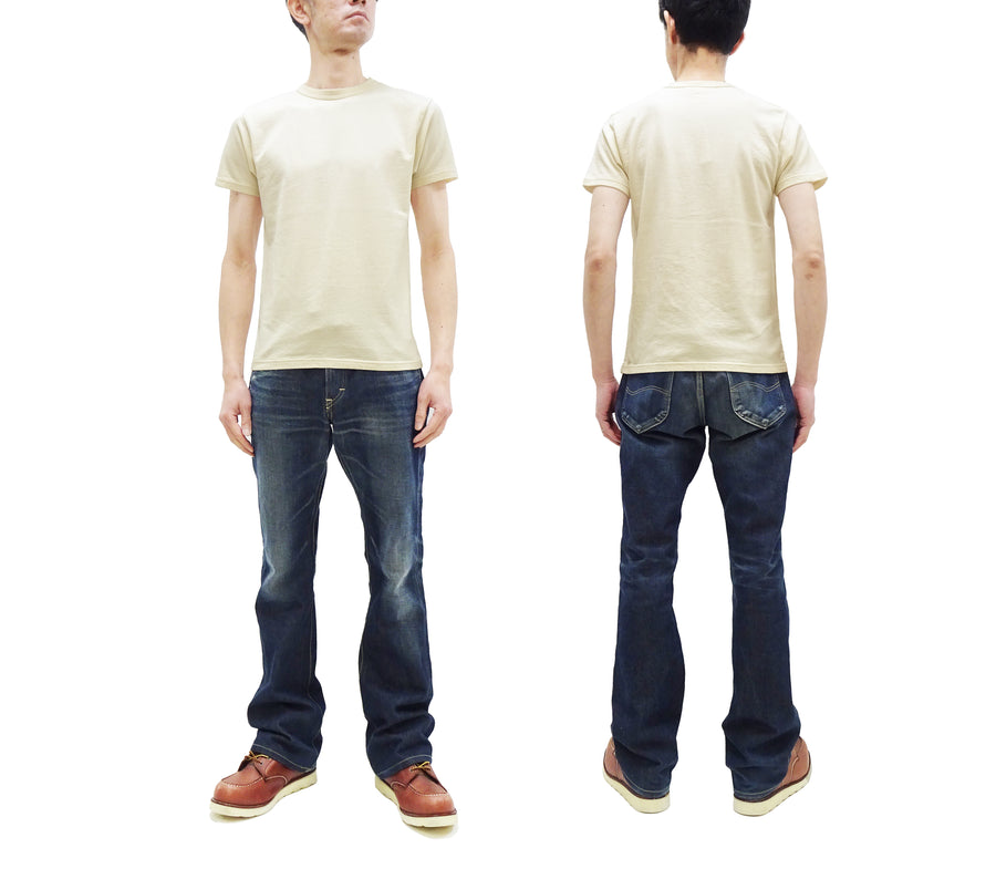 Samurai Jeans T-shirt Men's Plain Short Sleeve French Terry Fabric Tee Inlay Loopwheele T-Shirt SJST24-RIM Faded-Ivory