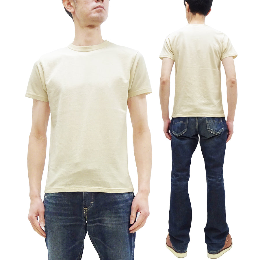 Samurai Jeans T-shirt Men's Plain Short Sleeve French Terry Fabric Tee Inlay Loopwheele T-Shirt SJST24-RIM Faded-Ivory