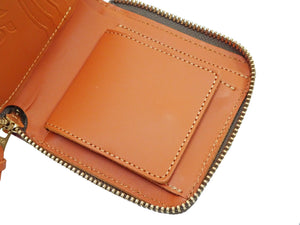 Studio D'artisan Wallet Men's Casual Natural Plant Dyed Leather Wallet Zip Around Short Wallet SP-101 Earth-Colored Red