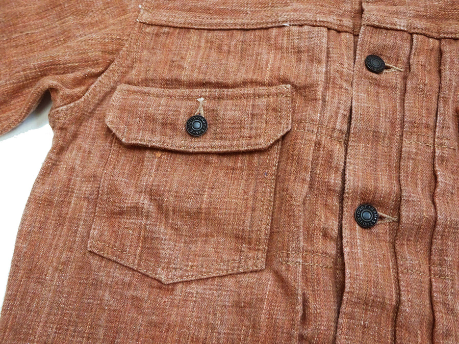 Studio D'artisan Denim Jacket SP-109 Men's 16oz. Natural Persimmon Tannin-Dyed Slub Selvedge Denim 1953 Type 2 Style Jean Jacket Reddish-brown One-Wash