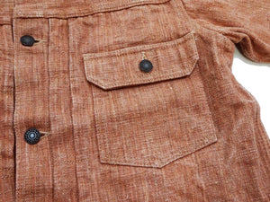 Studio D'artisan Denim Jacket SP-109 Men's 16oz. Natural Persimmon Tannin-Dyed Slub Selvedge Denim 1953 Type 2 Style Jean Jacket Reddish-brown One-Wash