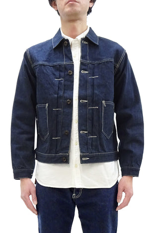 Studio D'artisan Denim Jacket SP-114 Men's 15oz. Organic Cotton Natural Indigo Selvedge Denim Jean Jacket SP-114 One-Wash