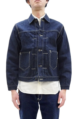 Studio D'artisan Denim Jacket SP-114 Men's 15oz. Organic Cotton Natural Indigo Selvedge Denim Jean Jacket SP-114 One-Wash