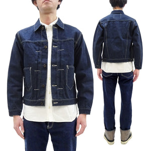 Studio D'artisan Denim Jacket SP-114 Men's 15oz. Organic Cotton Natural Indigo Selvedge Denim Jean Jacket SP-114 One-Wash