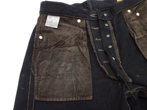Studio D'artisan Mud-Dyed Black Denim Jeans Men's Regular Straight Fit Button-Fly 18oz. Amami Dorozome Selvedge Denim Pants SP-120 One-Wash