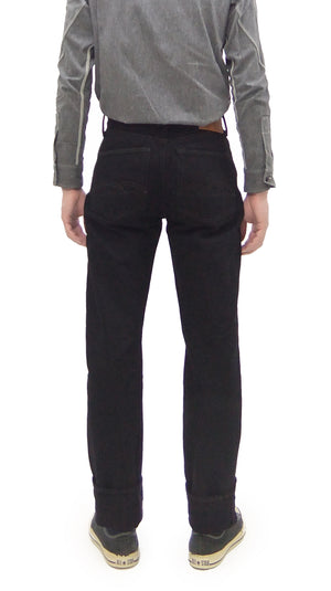 Studio D'artisan Mud-Dyed Black Denim Jeans Men's Regular Straight Fit Button-Fly 18oz. Amami Dorozome Selvedge Denim Pants SP-120 One-Wash