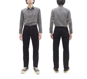 Studio D'artisan Mud-Dyed Black Denim Jeans Men's Regular Straight Fit Button-Fly 18oz. Amami Dorozome Selvedge Denim Pants SP-120 One-Wash