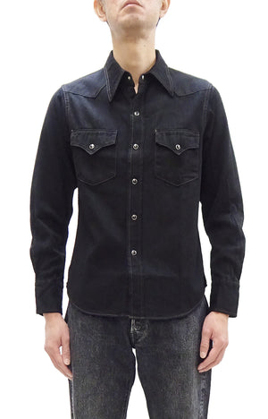 Studio D'artisan Black Western Shirt Men's Casual Amami Mud-Dyed Long Sleeve Snap-Up Shirt SDA SP-124