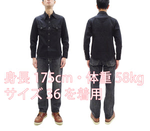 Studio D'artisan Black Western Shirt Men's Casual Amami Mud-Dyed Long Sleeve Snap-Up Shirt SDA SP-124