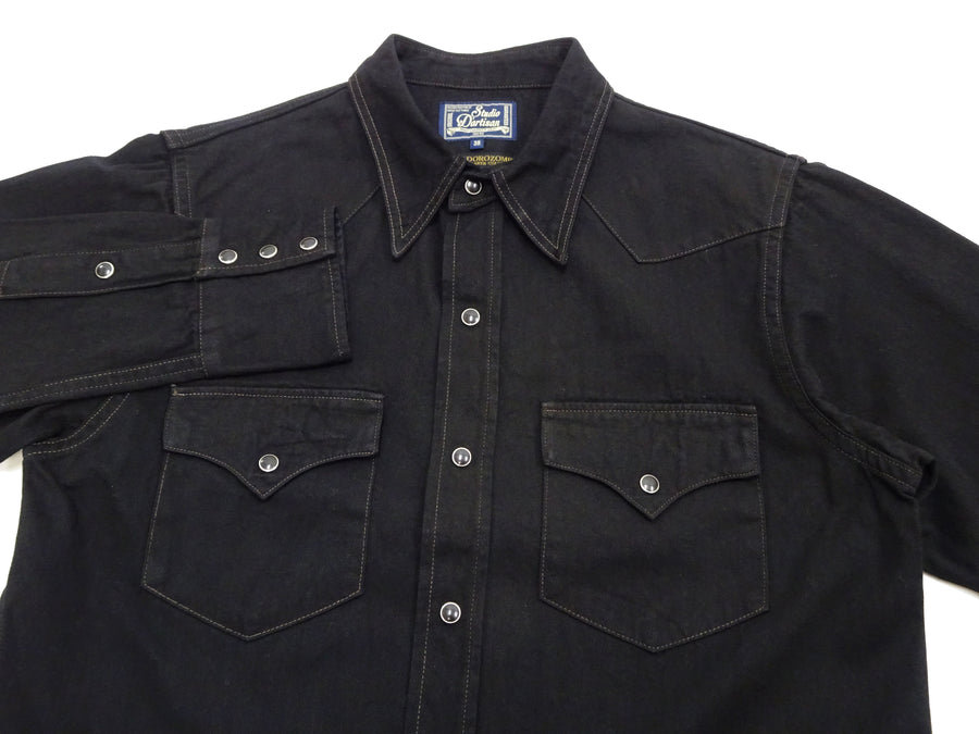 Studio D'artisan Black Western Shirt Men's Casual Amami Mud-Dyed Long Sleeve Snap-Up Shirt SDA SP-124