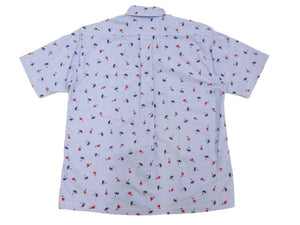 Sun Surf Casual Button Down Shirt Men's Short Sleeve Hula Dancer Palm Tree All-over Print Oxford Button Up Shirt SS39282 125 Blue