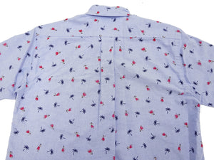 Sun Surf Casual Button Down Shirt Men's Short Sleeve Hula Dancer Palm Tree All-over Print Oxford Button Up Shirt SS39282 125 Blue