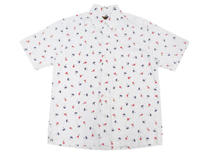 Sun Surf Casual Button Down Shirt Men's Short Sleeve Hula Dancer Palm Tree All-over Print Oxford Button Up Shirt SS39282 105 Off-White