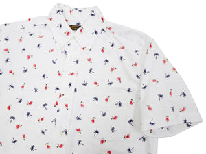 Sun Surf Casual Button Down Shirt Men's Short Sleeve Hula Dancer Palm Tree All-over Print Oxford Button Up Shirt SS39282 105 Off-White