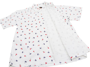 Sun Surf Casual Button Down Shirt Men's Short Sleeve Hula Dancer Palm Tree All-over Print Oxford Button Up Shirt SS39282 105 Off-White