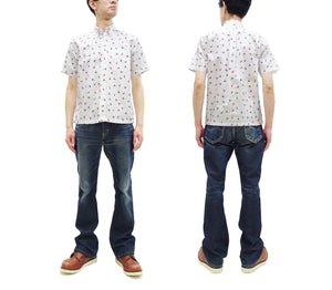 Sun Surf Casual Button Down Shirt Men's Short Sleeve Hula Dancer Palm Tree All-over Print Oxford Button Up Shirt SS39282 105 Off-White