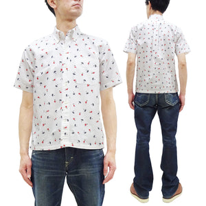 Sun Surf Casual Button Down Shirt Men's Short Sleeve Hula Dancer Palm Tree All-over Print Oxford Button Up Shirt SS39282 105 Off-White