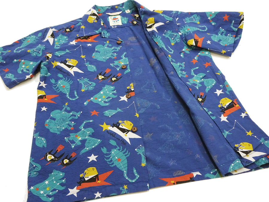 Sun Surf Hawaiian Shirt Men's Uncle Torys Zodiac Signs Short Sleeve Cotton Aloha Shirt SS39332 128 Navy-Blue