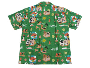 Sun Surf Hawaiian Shirt Men's Uncle Torys Let's Go to Hawaii Short Sleeve Cotton Linen Aloha Shirt SS39333 145 Green