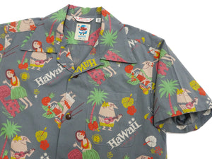 Sun Surf Men's Cotton Hawaiian Shirt - Uncle Torys Graphic Design - Short-Sleeve Aloha Shirt "TRIP TO HAWAII" SS39537 119 Faded-Black