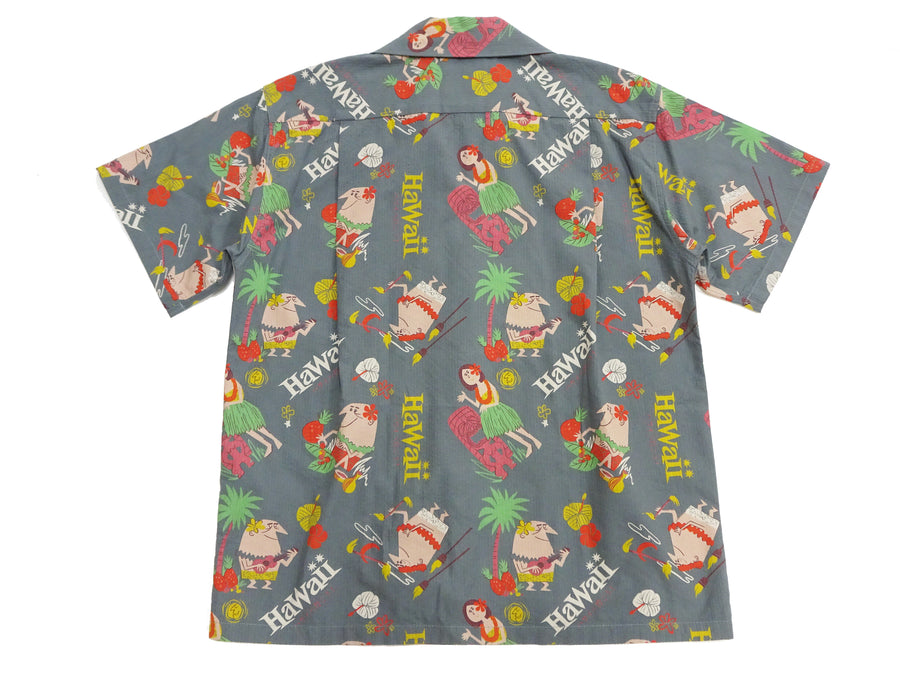Sun Surf Men's Cotton Hawaiian Shirt - Uncle Torys Graphic Design - Short-Sleeve Aloha Shirt "TRIP TO HAWAII" SS39537 119 Faded-Black