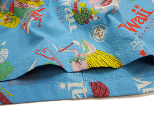 Sun Surf Men's Cotton Hawaiian Shirt - Uncle Torys Graphic Design - Short-Sleeve Aloha Shirt "TRIP TO HAWAII" SS39537 125 Blue