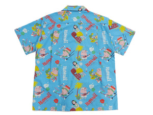 Sun Surf Men's Cotton Hawaiian Shirt - Uncle Torys Graphic Design - Short-Sleeve Aloha Shirt "TRIP TO HAWAII" SS39537 125 Blue