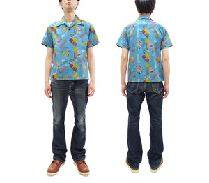 Sun Surf Men's Cotton Hawaiian Shirt - Uncle Torys Graphic Design - Short-Sleeve Aloha Shirt "TRIP TO HAWAII" SS39537 125 Blue