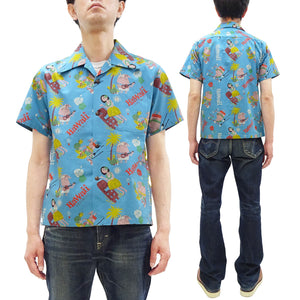 Sun Surf Men's Cotton Hawaiian Shirt - Uncle Torys Graphic Design - Short-Sleeve Aloha Shirt "TRIP TO HAWAII" SS39537 125 Blue