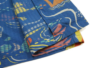 Sun Surf Men's Cotton Hawaiian Shirt - Uncle Torys Graphic Design - Short-Sleeve Aloha Shirt "Ocean Activities" SS39538 128 Navy-Blue