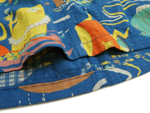 Sun Surf Men's Cotton Hawaiian Shirt - Uncle Torys Graphic Design - Short-Sleeve Aloha Shirt "Ocean Activities" SS39538 128 Navy-Blue