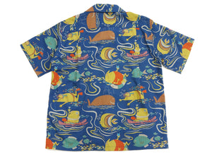 Sun Surf Men's Cotton Hawaiian Shirt - Uncle Torys Graphic Design - Short-Sleeve Aloha Shirt "Ocean Activities" SS39538 128 Navy-Blue