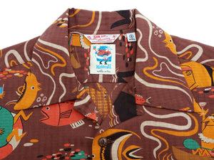 Sun Surf Men's Cotton Hawaiian Shirt - Uncle Torys Graphic Design - Short-Sleeve Aloha Shirt "Ocean Activities" SS39538 138 Brown