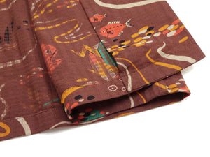Sun Surf Men's Cotton Hawaiian Shirt - Uncle Torys Graphic Design - Short-Sleeve Aloha Shirt "Ocean Activities" SS39538 138 Brown