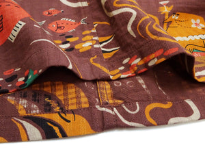 Sun Surf Men's Cotton Hawaiian Shirt - Uncle Torys Graphic Design - Short-Sleeve Aloha Shirt "Ocean Activities" SS39538 138 Brown