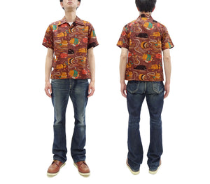 Sun Surf Men's Cotton Hawaiian Shirt - Uncle Torys Graphic Design - Short-Sleeve Aloha Shirt "Ocean Activities" SS39538 138 Brown
