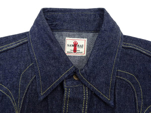 Samurai Jeans Denim Shirt Men's Long Sleeve Western Shirt SWD-L01 Indigo