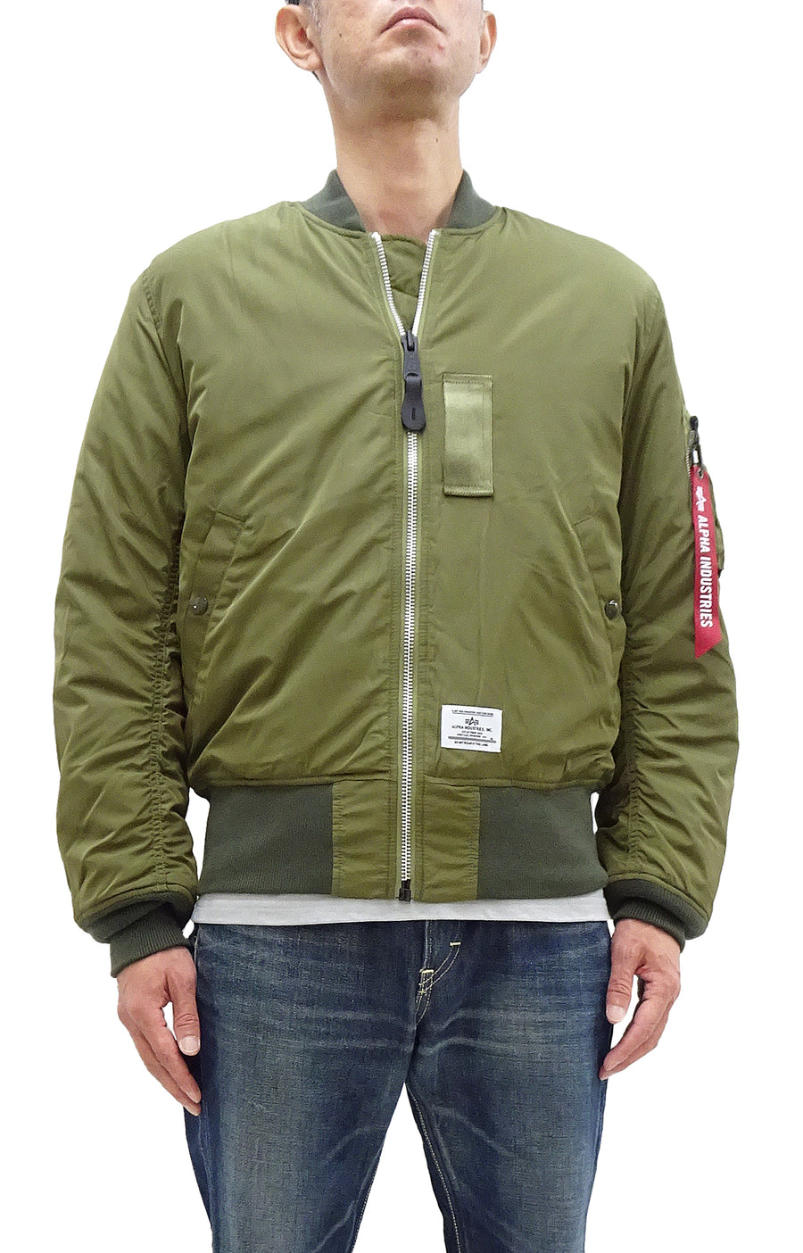 Alpha Industries Lightweight MA-1 Jacket Men's Casual Updated Version of the MA1 Flight Bomber Jacket TA0720 019 Olive-Green