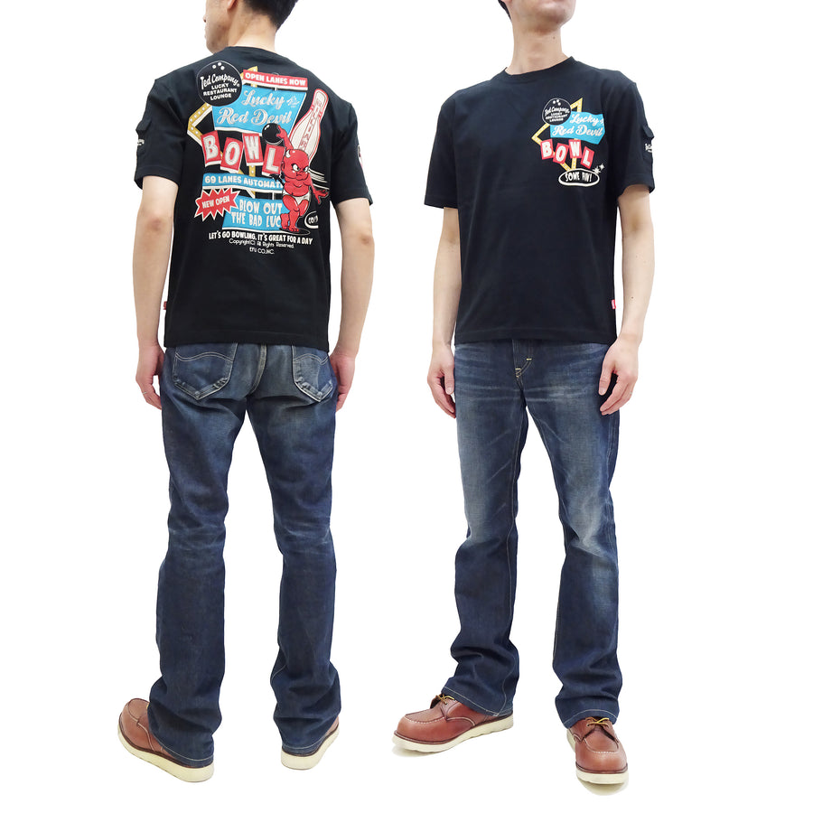 Tedman T-Shirt Men's Lucky Devil Logo Graphic Short Sleeve Tee Efu-Shokai TDSS-553 Black