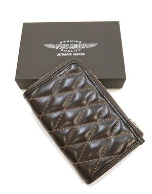 TOYS McCOY Wallet Men's Casual Quilted Leather Wallet with L-shaped Zip Closure TMA2310 050 Brown