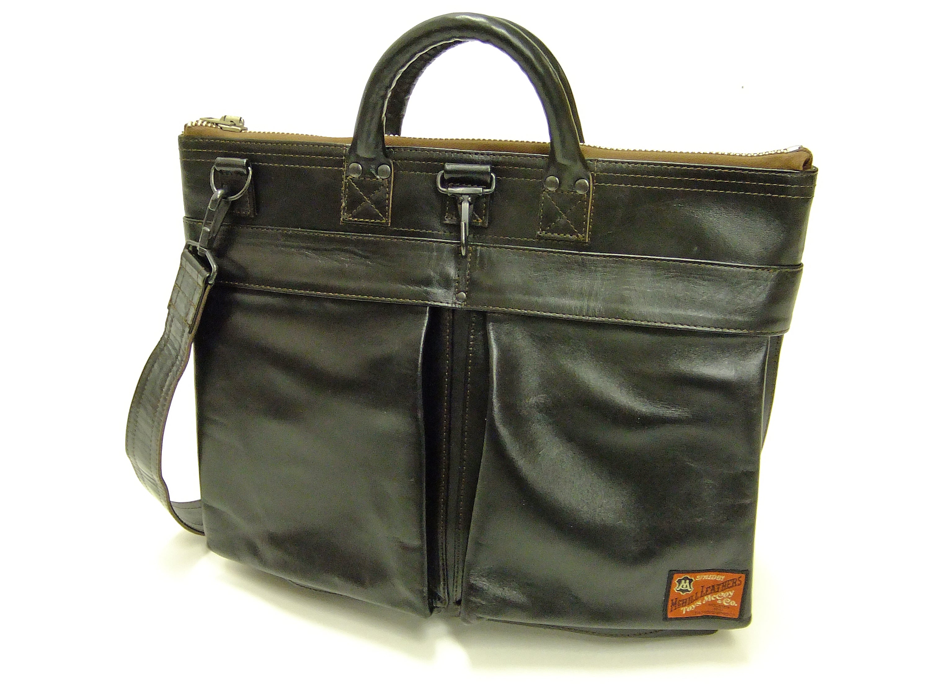 Leather Bowling Sling Bag with Handle and Removable Strap - Ocean