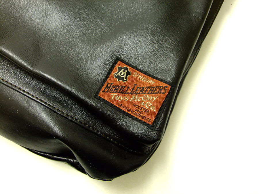 TOYS McCOY Bag Men's Casual Leather Shoulder Bag Inspired by USAF Military Helmet Bag TMA2323 030 Black Leather x Nickel Zipper