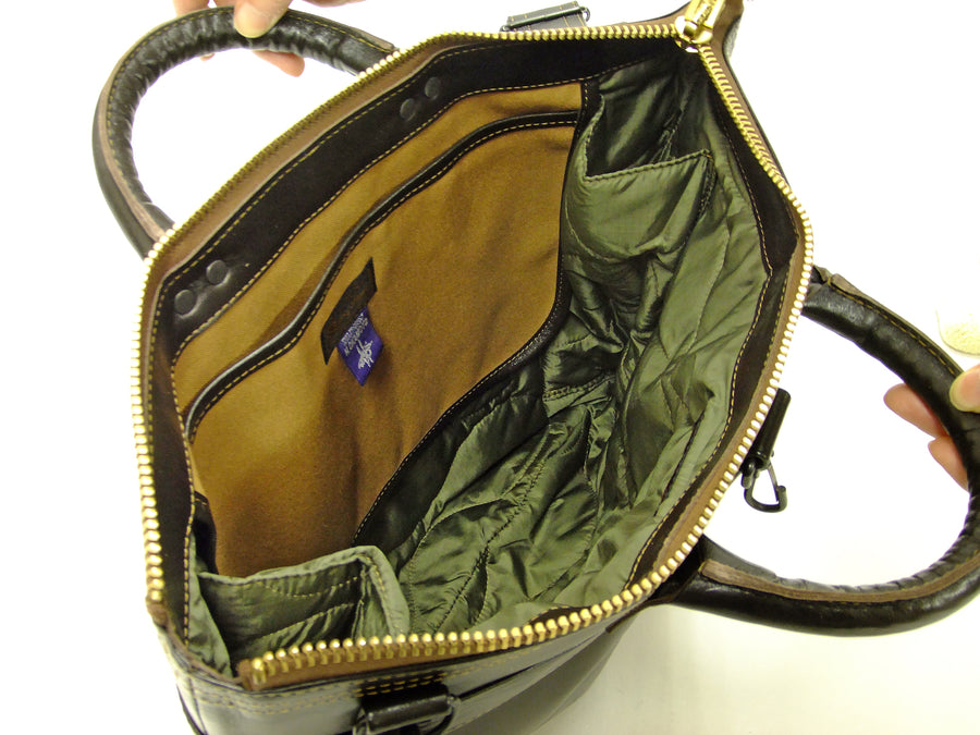 TOYS McCOY Bag Men's Casual Leather Shoulder Bag Inspired by USAF Military Helmet Bag TMA2323 050 Brown Leather x Brass Zipper